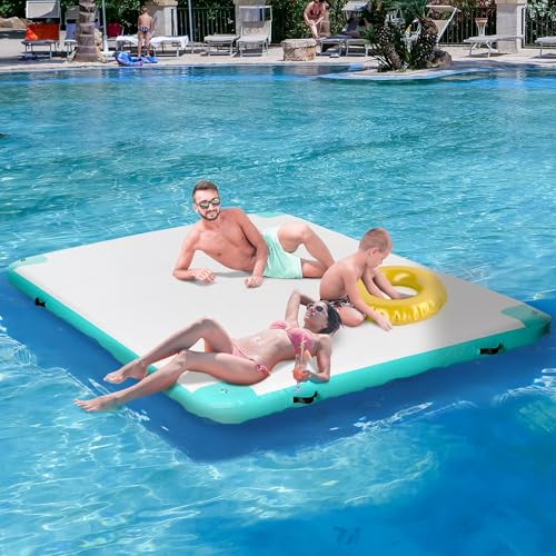 Tidyard Aufblasbare Badeinsel, 500 kg Tragfähigkeit, rutschfeste Oberfläche, 304 x 204 x 15 cm, für Pool und See zum Entspannen mit Familie und Freunden – Bild 2