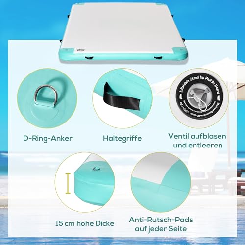 Tidyard Aufblasbare Badeinsel, 500 kg Tragfähigkeit, rutschfeste Oberfläche, 304 x 204 x 15 cm, für Pool und See zum Entspannen mit Familie und Freunden – Bild 3