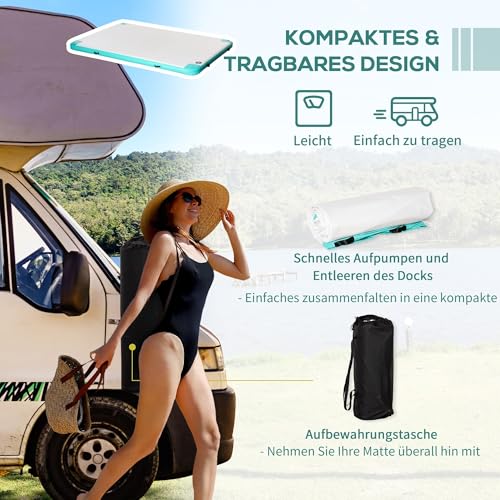 Tidyard Aufblasbare Badeinsel, 500 kg Tragfähigkeit, rutschfeste Oberfläche, 304 x 204 x 15 cm, für Pool und See zum Entspannen mit Familie und Freunden – Bild 5