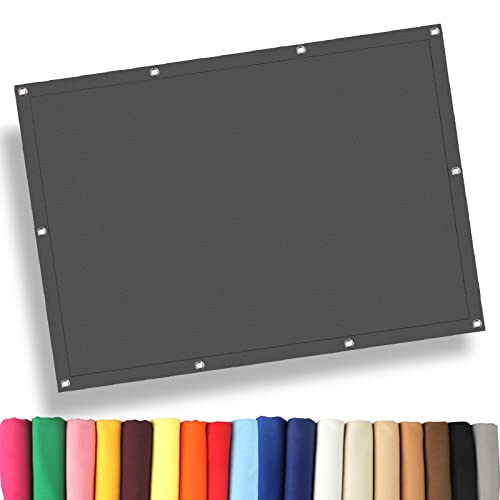 Sonnensegel 2 x 7 m Sonnensegel Rechteckig Wasserdicht, Sonnenschutz Segel mit Ösen und Befestigungsseile für Patio Balkon Terrasse Camping, Dunkelgrau
