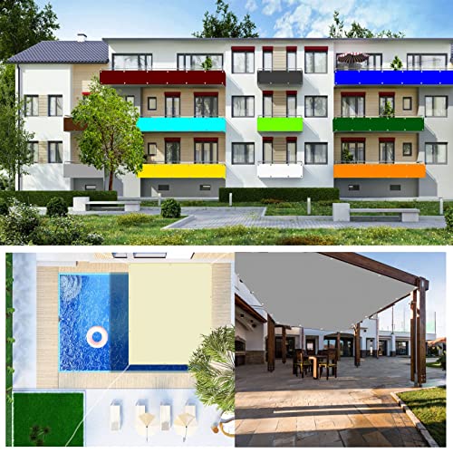 Sonnensegel 2 x 7 m Sonnensegel Rechteckig Wasserdicht, Sonnenschutz Segel mit Ösen und Befestigungsseile für Patio Balkon Terrasse Camping, Dunkelgrau – Bild 2