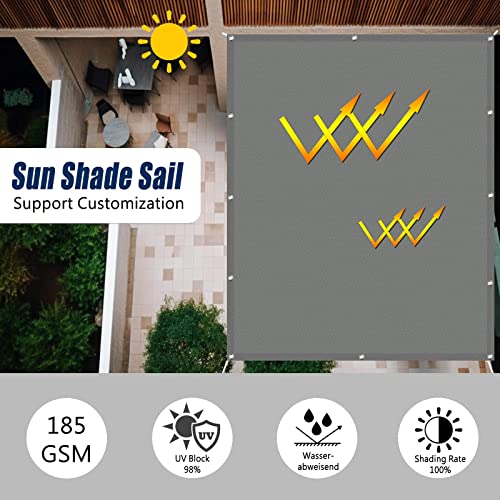 Sonnensegel 2 x 7 m Sonnensegel Rechteckig Wasserdicht, Sonnenschutz Segel mit Ösen und Befestigungsseile für Patio Balkon Terrasse Camping, Dunkelgrau – Bild 5