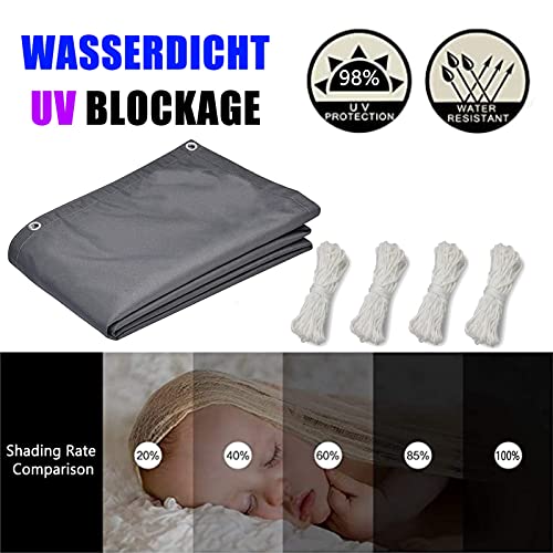 Sonnensegel 2 x 7 m Sonnensegel Rechteckig Wasserdicht, Sonnenschutz Segel mit Ösen und Befestigungsseile für Patio Balkon Terrasse Camping, Dunkelgrau – Bild 7