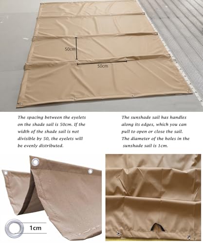 Sonnensegel Einziehbares mit Ösen 2x4M Verstellbar Welle Schattenabdeckung Segeltuch Markise Wasserdicht Sonnenschutz UV-Schutz für Outdoor Pergola Garten Balkon Terrasse Khaki – Bild 4