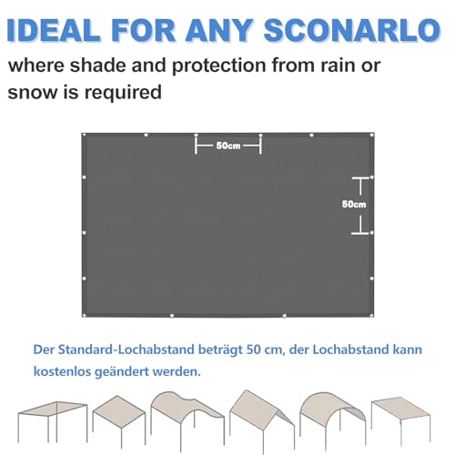 Sonnensegel Rechteckig, Balkonumrandung 95% UV Schutz, Wasserdicht markisenstoff, Quadrat PES Polyester Sonnenschutz, für Balkon Terrasse Schwimmbad überdachung Dunkelgrau 2.5x5M – Bild 4