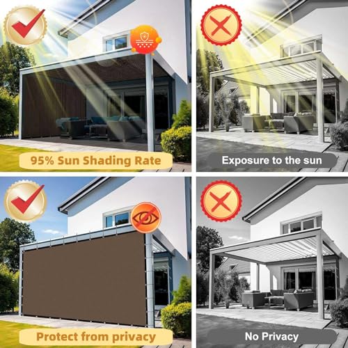 Sonnensegel Atmungsaktiv Rechteckig mit Ösen 150 x 400 cm, 98% UV Schutz, Reißfest Wetterfest, Sonnensegel Rechteckig Garten Segel, Sun Segel Sonnensegel, für Balkon Garten, Hellgrau – Bild 4