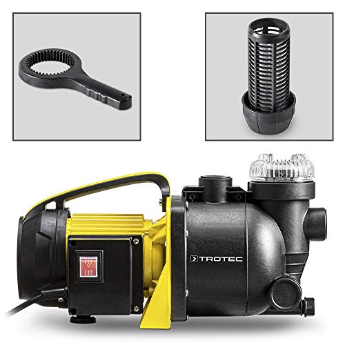 TROTEC Gartenpumpe TGP 1005 E – Pumpe mit Leistung 3300 l/h, 1000 W – Förderdruck 4,2 bar, Förderhöhe 42 m, Ansaughöhe 7 m, Wasserpumpe für Regenfässer, Zisternen, Gartenteiche mit Filter – Bild 3
