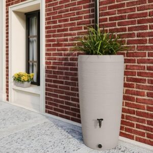 Alternative view of YourCasa Regentonne 240 Liter [Aquasplash] Messing Wasserhahn & Deckel - Regenfass Frostsicher aus Kunststoff - Regenwassertonne - Regenwassertank Garten Wassertank Regensammler Wasserfass (Creme)