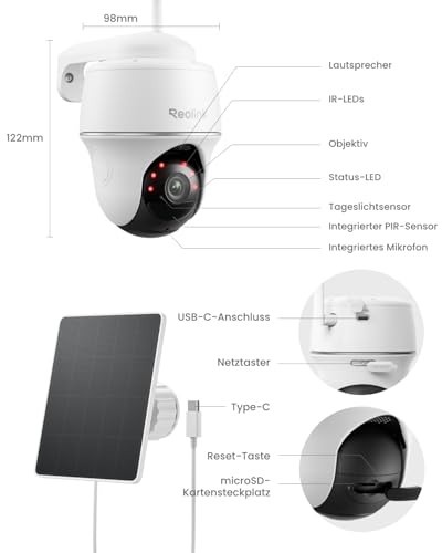 Reolink 2K Überwachungskamera Aussen Solar Akku – 2 Cam-Kit & Home Hub, Pan Tilt, KI-Erkennung, 64GB lokaler Speicher, Fernzugriff, 2-Wege-Audio, Home Hub Mini mit 2X Argus PT Lite Solarpanel Lite – Bild 10