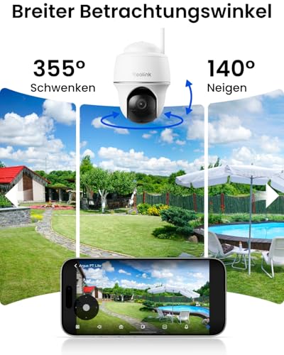 Reolink 2K Überwachungskamera Aussen Solar Akku – 2 Cam-Kit & Home Hub, Pan Tilt, KI-Erkennung, 64GB lokaler Speicher, Fernzugriff, 2-Wege-Audio, Home Hub Mini mit 2X Argus PT Lite Solarpanel Lite – Bild 2