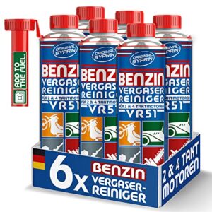 SYPRIN Original Vergaserreiniger VR51 für 2 Takt 4 Takt Benzin Motoren | schnell & einfach | geeignet für Motorrad, Gartengeräte & KFZ | Benzin Additiv zur Vergaserreinigung 6X