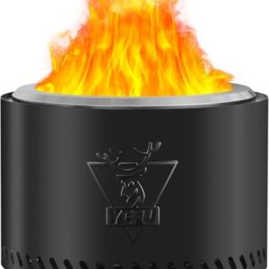 Rauchfreie Feuerschale Edelstahl 50CM Schwarz: Feuerschale Garten für Camping auf der Terrasse im Freien Campingkocher - Feuerstelle mit Abnehmbarer Aschepfanne Ständer und Reisetasche