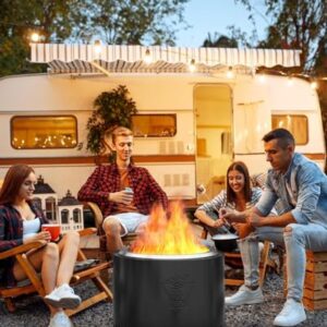 Alternative view of Rauchfreie Feuerschale Edelstahl 50CM Schwarz: Feuerschale Garten für Camping auf der Terrasse im Freien Campingkocher - Feuerstelle mit Abnehmbarer Aschepfanne Ständer und Reisetasche
