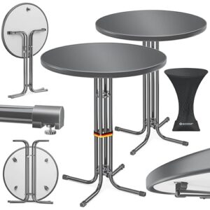 KESSER® Gastro Stehtisch klappbar Bistrotisch 2er Set | Pulverbeschichtete Edelstahlplatte | höhenverstellbare Füße | Party-Tisch Ø 80cm | In- & Outdoor | Empfangstisch | Klapptisch Husse Anthrazit