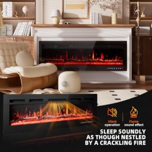 Alternative view of PURFINO 60"/152cm Elektrokamin Wandkamin - Einstellbare 12 Farben LED Flamme & Knistereffekt, 900W/1500W Elektro Kamin mit Heizung und 15-30°C Thermostat, Intuitiver Touchscreen & Fernbedienung