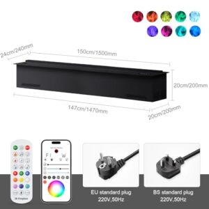 Alternative view of Mexhom Wasserdampf-Kamin, eingebauter elektrischer Kamin, 9-Farbiger 3D-Flammeneffekt, automatische/manuelle Wasserversorgung, APP-Fernbedienung [150cm] unbeheizt