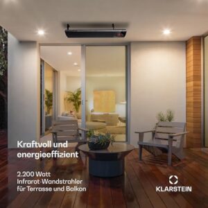 Alternative view of blumfeldt Cosmic Beam Ultra - Heizstrahler, Infrarotheizung, Terassenheizer, 2200 Watt Leistung, IPX4 Schutzart, Fernbedienung, inkl. Montagematerial, Fernbedienung, Eco-Modus, schwarz