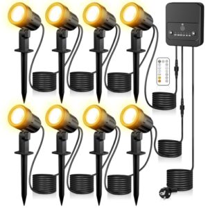 MEIKEE Gartenbeleuchtung 2700K 4000K 6000K Auto On/Off 3 Helligkeit 2 Dynamische Modi IP66 Wasserdicht Timing-Funktion Gartenleuchte mit Fernbedienung Ideal für Außen, Garten, Terrasse, Baum 8 Stück