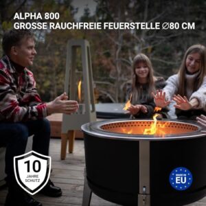Alternative view of Masuria Rauchfreie Feuerschale 80cm⌀ Alpha 800 - Patentierte Rauchreduzierung bis zu 95% - Hergestellt in EU - Premium Feuertonne aus Edelstahl - Verstellbare Beine - große Ascheschublade - Silber
