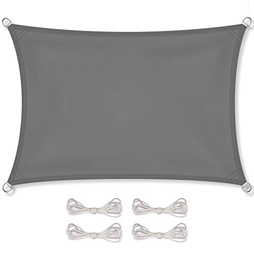 CelinaSun Sonnensegel wasserabweisend PES Rechteck 4x6m anthrazit UPF 50 Premium Sonnenschutz inkl Befestigungsseile