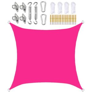 SLDAGe Sonnensegel 2x2 Wasserdicht, UV Schutz und Sonnenschutz, Sonnensegel für Balkon mit Befestigung Set, Sonnensegel Rechteckig für Terrasse, Garten und Wohnwagen, in vielen Farben,Rosa