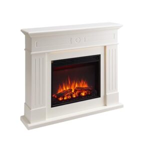 BALDERIA Leandros - Elektrischer Kamin mit weißem Kaminsims und 3D Flammeneffekt