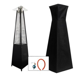 TEMPO STYLE Pyramid Gas-Heizstrahler für den Außenbereich, 13 kW, mit offener Flamme für Garten, Bar und Restaurants, Abdeckung und Regler im Lieferumfang enthalten, modernes Design, Flasche mit 13-15