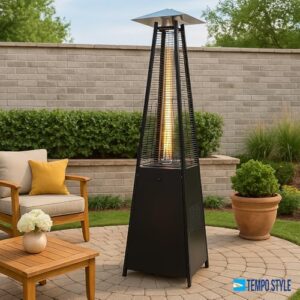 Alternative view of TEMPO STYLE Pyramid Gas-Heizstrahler für den Außenbereich, 13 kW, mit offener Flamme für Garten, Bar und Restaurants, Abdeckung und Regler im Lieferumfang enthalten, modernes Design, Flasche mit 13-15