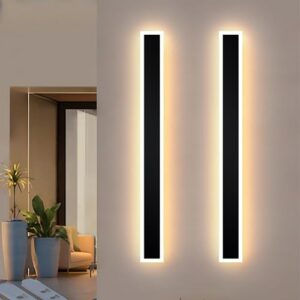 2 Stück 80CM Moderne Wandleuchte Aussen, 3000K-6000K 10%-100% Dimmbar Lange Wandleuchte Außen,IP65 Wasserdichte Wandlampe mit Fernbedienung für Eingangsbereich,Flur,Garage,Terrasse,Treppenhaus,Garten
