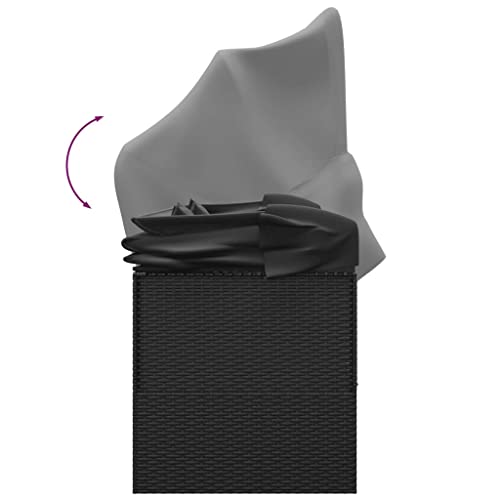 vidaXL Outdoor Loungebett, Verstellbar Gartensofa mit Kissen Dach, Sonnenliege mit Stahlrahmen, Relaxliege Lounge Sofa, Schwarz Poly Rattan – Bild 4