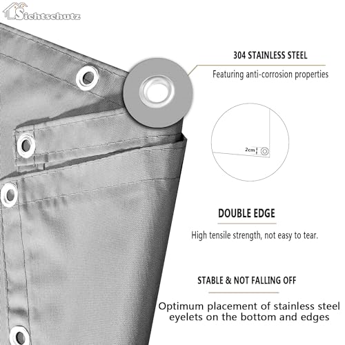 Sonnensegel wasserdicht 2x3M,Sonnenschutz- und Wetterschutz-Markise, UV-Schutz Schattiernetz mit Ösen und Kordel für Garten und Terrasse-Dunkelgrau – Bild 5