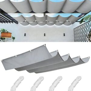 Einziehbare Welle Sonnensegel Nach Maß Wellenmarkise Verstellbar Segeltuch mit Ösen und Kordel Markisenstoff UV-Schutz Sonnenschutz Wasserdicht für Garten Pergola Balkon Terrasse 1.5x10M Hellgrau