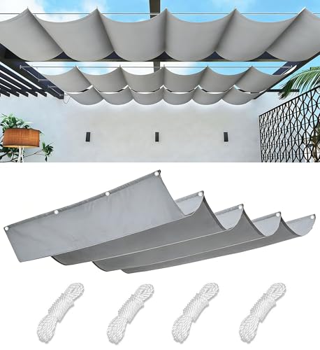 Einziehbare Welle Sonnensegel Nach Maß Wellenmarkise Verstellbar Segeltuch mit Ösen und Kordel Markisenstoff UV-Schutz Sonnenschutz Wasserdicht für Garten Pergola Balkon Terrasse 1.5x10M Hellgrau