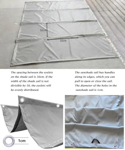 Einziehbare Welle Sonnensegel Nach Maß Wellenmarkise Verstellbar Segeltuch mit Ösen und Kordel Markisenstoff UV-Schutz Sonnenschutz Wasserdicht für Garten Pergola Balkon Terrasse 1.5x10M Hellgrau – Bild 4
