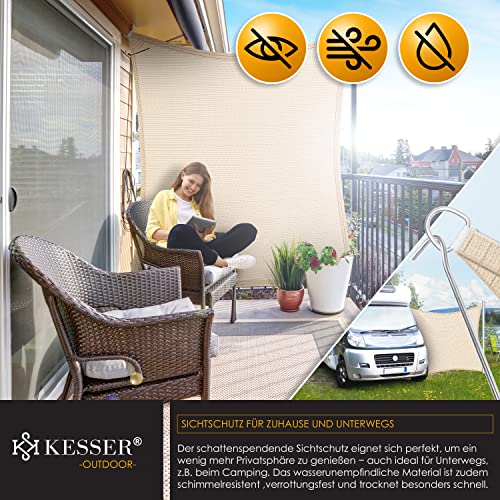 KESSER® Sonnensegel Sonnenschutz Windschutz | HDPE Gewebe | wasserabweisend & windabweisend | Quadrat 4x4m | 5-Fach quer vernäht robust & stabil Schattenspender Garten Balkon Terrasse Creme – Bild 5