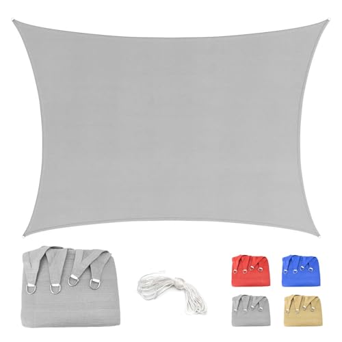 Sonnensegel 2.5x6m Rechteckig Sonnenschutz Atmungsaktives HDPE Sonnensegel UV Schutz 95% Sunsegel für Garten Balkon Terrasse Outdoor Camping Patio, Grau (Maßgeschneiderte Größen verfügbar)