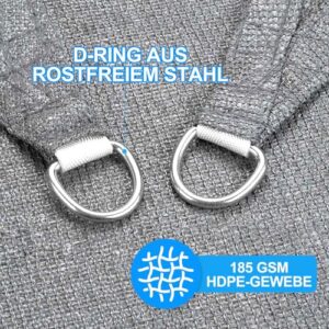 Alternative view of Sonnensegel 2.5x6m Rechteckig Sonnenschutz Atmungsaktives HDPE Sonnensegel UV Schutz 95% Sunsegel für Garten Balkon Terrasse Outdoor Camping Patio, Grau (Maßgeschneiderte Größen verfügbar)