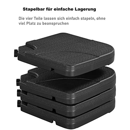 Yaheetech 4-TLG. Sonnenschirmständer Ampelschirmständer Schirmgewicht mit 80 kg Sand oder 60 kg Wasser befüllbar Beschwerungsplatten Marktschirmständer für Bodenkreuz, Schwarz – Bild 2