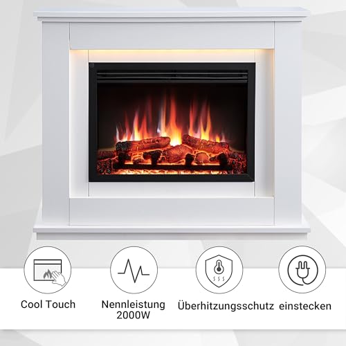 BALDERIA Baldur - Elektrokamin mit Heizung, weißer Standkamin mit App – Bild 10