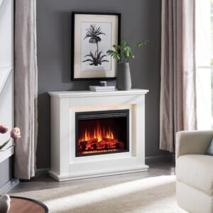 Alternative view of BALDERIA Baldur - Elektrokamin mit Heizung, weißer Standkamin mit App