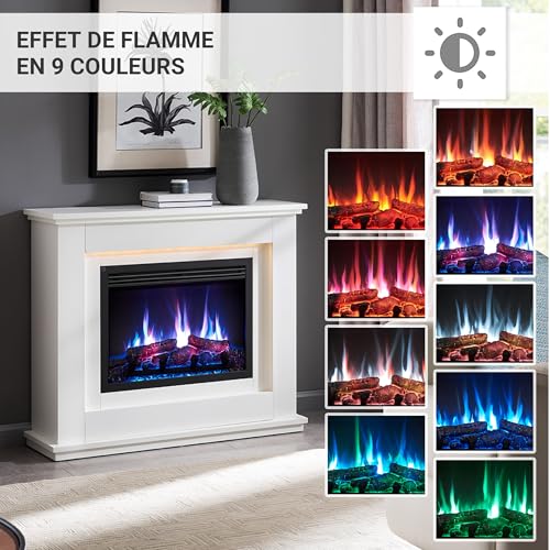 BALDERIA Baldur - Elektrokamin mit Heizung, weißer Standkamin mit App – Bild 3