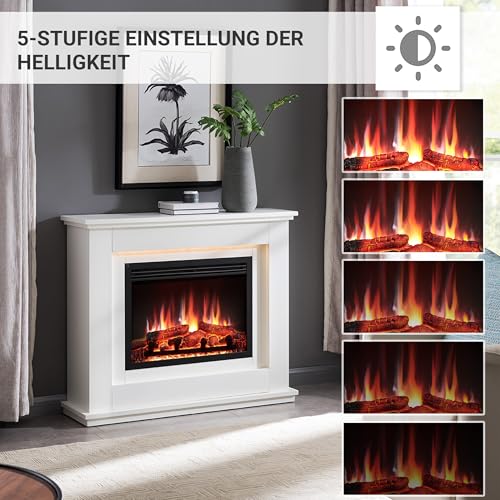 BALDERIA Baldur - Elektrokamin mit Heizung, weißer Standkamin mit App – Bild 4