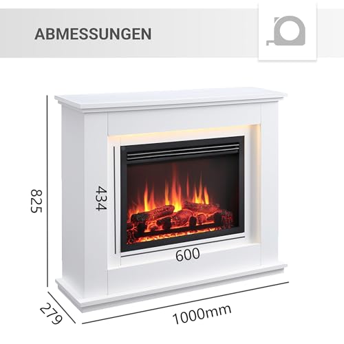 BALDERIA Baldur - Elektrokamin mit Heizung, weißer Standkamin mit App – Bild 9