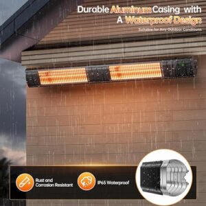 Alternative view of Heizstrahler Terrasse, Infrarotstrahler 3000W, Elektrisch Wärmestrahler mit 3 Heizstufen, Wandmontage, IP65 Wasserdicht, Infrarot Terrassenheizer für Garten Terrasse & Balkon, Schwarz