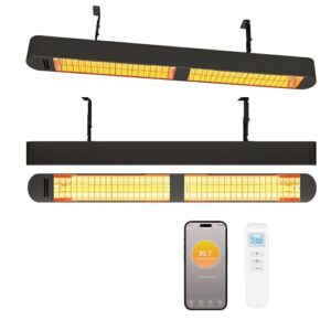 Byecold Infrarotheizung 1500W, Infrarot Heizstrahler mit Fernbedienung & WiFi APP, Wall-Mounted Hanging, Elektroheizung Wand & Deckenmontage, Innen & Außen, Terrasse, Balcony, Garten, Schwarz