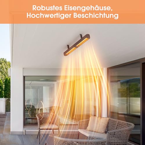 Byecold Infrarotheizung 1500W, Infrarot Heizstrahler mit Fernbedienung & WiFi APP, Wall-Mounted Hanging, Elektroheizung Wand & Deckenmontage, Innen & Außen, Terrasse, Balcony, Garten, Schwarz – Bild 9