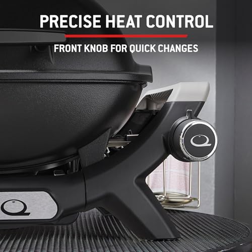 Weber Q 1100N Gasgrill/Tragbarer, leichter Grill für Camping, Terrassen und Balkone mit Hochleistungsbrenner, porzellanemaillierten Gussrosten und elektronischer Zündung, Mitternachtsschwarz – Bild 6
