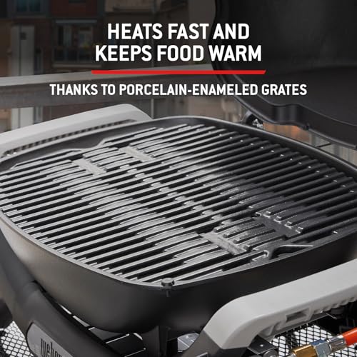 Weber Q 1100N Gasgrill/Tragbarer, leichter Grill für Camping, Terrassen und Balkone mit Hochleistungsbrenner, porzellanemaillierten Gussrosten und elektronischer Zündung, Mitternachtsschwarz – Bild 9