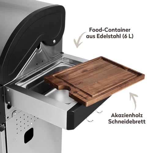 BURNHARD® Gasgrill 2-Brenner 900°C Infrarot-Keramikbrenner, Gusseisen-Grillrost, Edelstahl Grillwagen, klappbare Seitentische, Grillabdeckung – FRED Jr. Deluxe – Bild 9