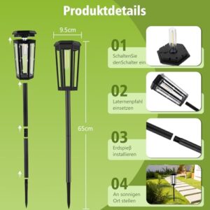Alternative view of Solarlampen für Außen Garten, 6 Stück Moderne Solar Gartenleuchten für Außen, Auto Ein/Aus, IP65 Wassserdicht Solar Gartenlampen für Draußen Weg Garten Rasen Gehweg Terrasse Hof Gehweg, Warmweiß